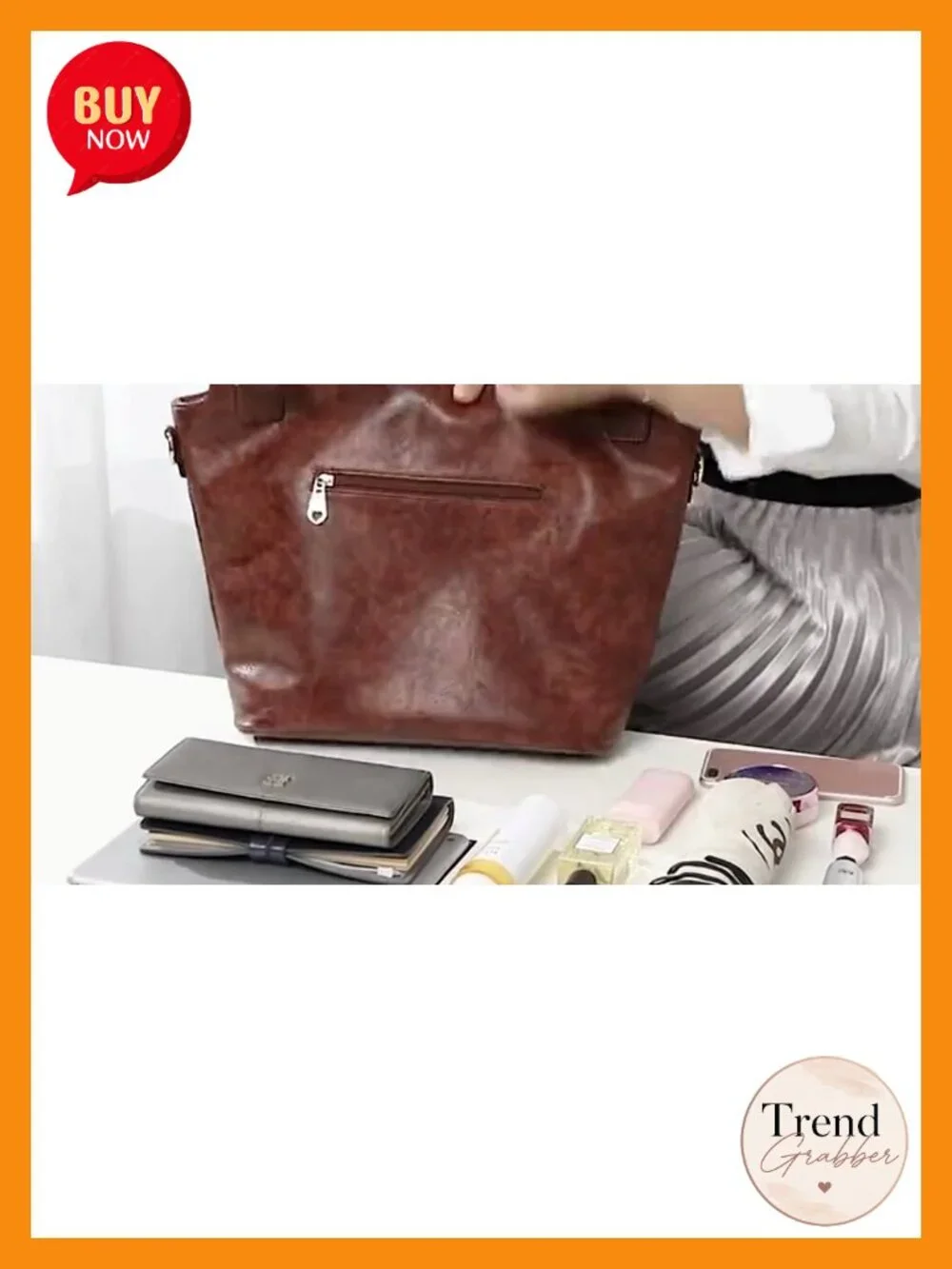 PU Leather Hobo Shoulder Tote Bag with Adjustable Strap